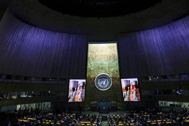 September 18, 2026, New York, New York, United States: An empty hall before the United Nations General Assembly Hall during the 2026 SDG Moment, closing the first working week of UNGA81 as world leaders begin gathering for the annual High-Level Week. Held under the theme Together, We Can Do It, the event marks the beginning of the final stretch towards the 2030 deadline for the Sustainable Development Goals, highlighting progress while calling for accelerated action, investment and partnerships to close remaining implementation gaps. New York United States - ZUMAo116 20260918_znp_o116_001 Copyright: xBiancaxOterox