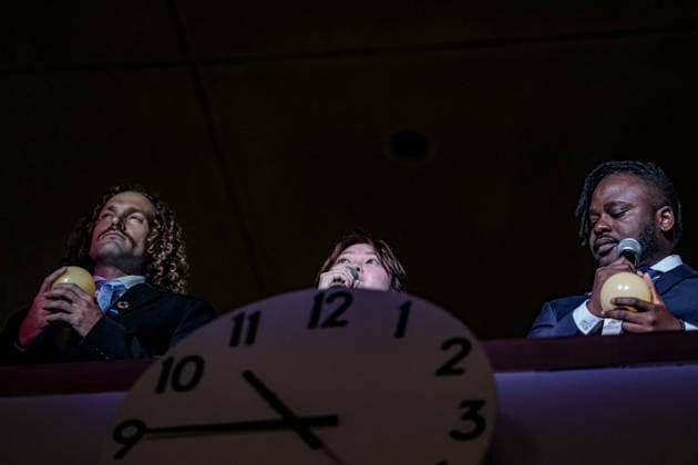 September 18, 2026, New York, New York, United States: Young Leaders for the SDGs SUZUKA NAKAMURA of Japan and ADELINE PIERRE of Haiti speak from the guest balcony above the clock in the United Nations General Assembly Hall during the 2026 SDG Moment. The two youth leaders addressed the role of young people in advancing the Sustainable Development Goals as the event marked the beginning of the final stretch towards the 2030 deadline for the SDGs. New York United States  - ZUMAo116 20260918_znp_o116_004 Copyright: xBiancaxOterox