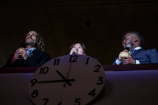 September 18, 2026, New York, New York, United States: Young Leaders for the SDGs SUZUKA NAKAMURA of Japan and ADELINE PIERRE of Haiti speak from the guest balcony above the clock in the United Nations General Assembly Hall during the 2026 SDG Moment. The two youth leaders addressed the role of young people in advancing the Sustainable Development Goals as the event marked the beginning of the final stretch towards the 2030 deadline for the SDGs. New York United States  - ZUMAo116 20260918_znp_o116_007 Copyright: xBiancaxOterox