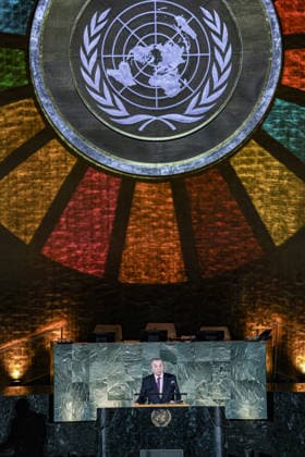 September 18, 2026, New York, New York, United States: President of the United Nations ECOSOC and Permanent Representative of Algeria to the United Nations AMAR BENDJAMA speaks in the United Nations General Assembly Hall during the 2026 SDG Moment, closing the first working week of UNGA81 as world leaders begin gathering for the annual High-Level Week. Held under the theme Together, We Can Do It, the event marks the beginning of the final stretch towards the 2030 deadline for the Sustainable Development Goals, highlighting progress while calling for accelerated action, investment and partnerships to close remaining implementation gaps. New York United States  - ZUMAo116 20260918_znp_o116_014 Copyright: xBiancaxOterox