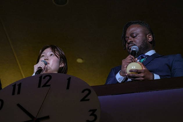 September 18, 2026, New York, New York, United States: Young Leaders for the SDGs SUZUKA NAKAMURA of Japan and ADELINE PIERRE of Haiti speak from the guest balcony above the clock in the United Nations General Assembly Hall during the 2026 SDG Moment. The two youth leaders addressed the role of young people in advancing the Sustainable Development Goals as the event marked the beginning of the final stretch towards the 2030 deadline for the SDGs. New York United States  - ZUMAo116 20260918_znp_o116_015 Copyright: xBiancaxOterox