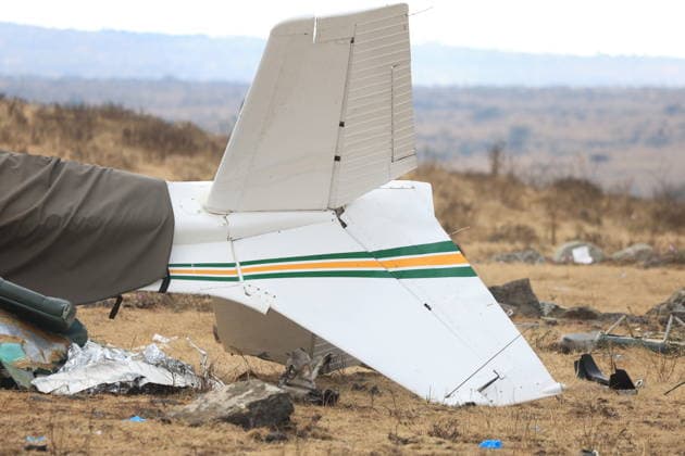 Training aircraft crashes in Kenya, two people lose their lives KAJIADO, KENYA - SEPTEMBER 18: A view of the aircraft as emergency teams inspect the crash site after a training aircraft crashes in Kipeto, Kajiado County, Kenya, on September 18, 2026. Two people lost ther lives in the crash. Lucas Mukasa Anadolu Kajiado Kenya. Editorial use only. Please get in touch for any other usage.  Copyright: x2026xAnadoluxLucasxMukasax