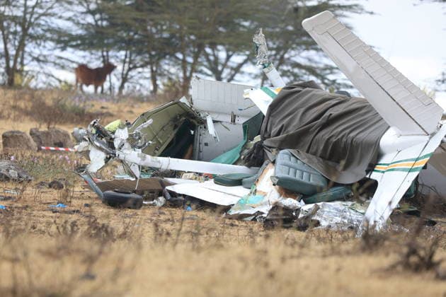 Training aircraft crashes in Kenya, two people lose their lives KAJIADO, KENYA - SEPTEMBER 18: A view of the aircraft as emergency teams inspect the crash site after a training aircraft crashes in Kipeto, Kajiado County, Kenya, on September 18, 2026. Two people lost ther lives in the crash. Lucas Mukasa Anadolu Kajiado Kenya. Editorial use only. Please get in touch for any other usage.  Copyright: x2026xAnadoluxLucasxMukasax