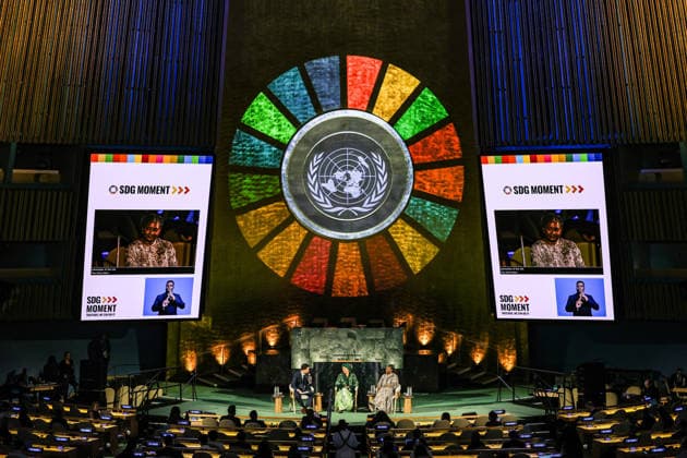 September 18, 2026, New York, New York, United States: United Nations Deputy Secretary-General AMINA J. MOHAMMED speaks during a fireside conversation at the 2026 SDG Moment in the United Nations General Assembly Hall, alongside UN Assistant Secretary-General for Youth Affairs PHILIPPE PAOLI, left, and former First Lady of Namibia and UN SDG Advocate MONICA GEINGOS. The discussion focused on intergenerational solidarity, meaningful youth participation and accelerating progress towards the Sustainable Development Goals. New York United States  - ZUMAo116 20260918_znp_o116_025 Copyright: xBiancaxOterox