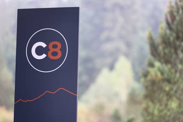 The logo is pictured during the Carpathian 8 Summit in Ivano-Frankivsk region, Ukraine, September 18, 2026. On this day, President of Ukraine Volodymyr Zelenskyy announced the launch of a new format - the Carpathian Eight (C8) - comprising Austria, the Czech Republic, Hungary, Poland, Romania, Serbia, Slovakia, and Ukraine. (Photo by Yurii Rylchuk Ukrinform) Carpathian 8 Summit in western Ukraine  Copyright: xYuriixRylchukx