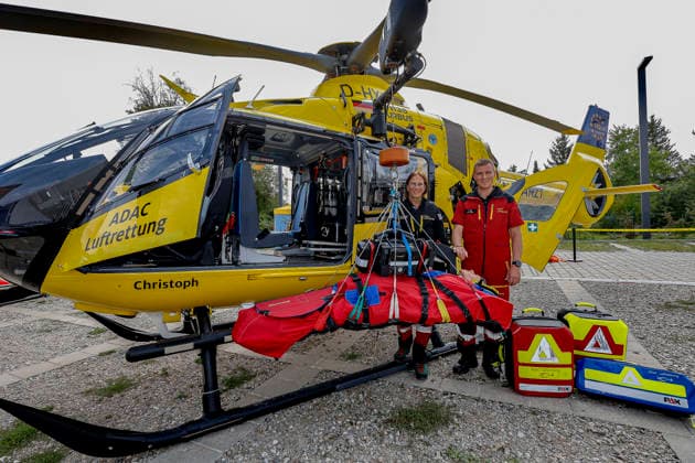 AirMed World Congress 2026 AirMed World Congress 2026 An Airbus H 135 rescue helicopter equipped with a rescue winch; a patient rescue bag and a patient monitor are suspended from it. Emergency physician Dr. med. Cornelia Hygn, a specialist in anesthesiology, and winch operator J. Veit, Munich Bergson Kunstkraftwerk, Bavaria, Germany