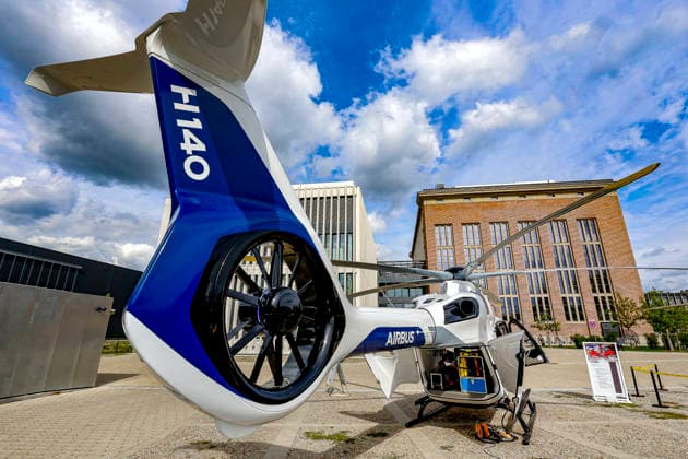 AirMed World Congress 2026 AirMed World Congress 2026 Airbus H 140, new generation, rear view with Feneston as Munich Bergson Art Power Plant Bavaria, Germany