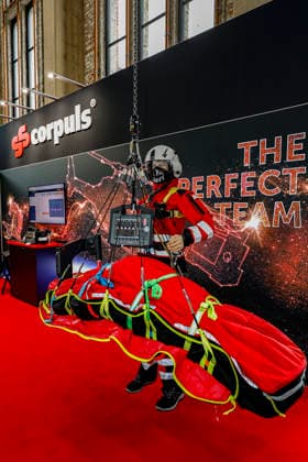 AirMed World Congress 2026 AirMed World Congress 2026 Exhibition booth of medical technology manufacturer GS Corpuls Munich, Bergson Kunstkraftwerk, Bavaria, Germany