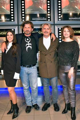 Fiona Gllavica, Visar Morina, Astrit Kabashi, and Flonja Kodheli at the premiere of the film *Von Scham und Geld* at the KulturBrauerei Berlin, September 18, 2026 Foto:xM.xBehrensx xFuturexImagex scham_6920