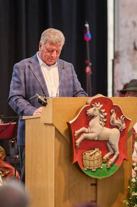 Freilassing, Germany, September 18, 2026: Rail Day 2026 at Lokwelt Freilassing. Pictured: Christian Bernreiter, Bavarian Minister of State for Transportation and Member of the State Parliament. Welcome address: Lokwelt Freilassing, Bavaria Copyright: xFotostandx xWassmuthx