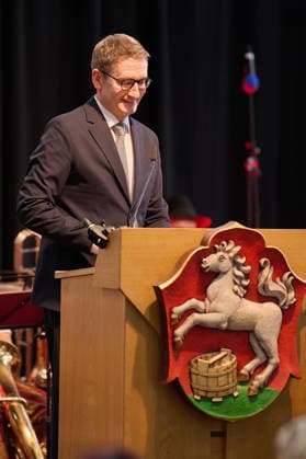 Freilassing, Germany, September 18, 2026: Rail Day 2026 at Lokwelt Freilassing. Pictured: Stefan Schnorr, State Secretary at the Federal Ministry of Transportation. Welcome address: Lokwelt Freilassing, Bavaria Copyright: xFotostandx xWassmuthx