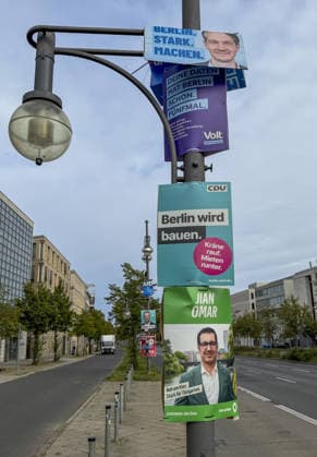 Ahead of Berlin House of Representatives election BERLIN, GERMANY - SEPTEMBER 19: Election campaign posters featuring political parties and candidates are displayed on streets across the city ahead of the Berlin House of Representatives election to be held in Berlin, Germany, on September 19, 2026. Halil Sagirkaya Anadolu Berlin Germany. Editorial use only. Please get in touch for any other usage.  Copyright: x2026xAnadoluxHalilxSagirkayax