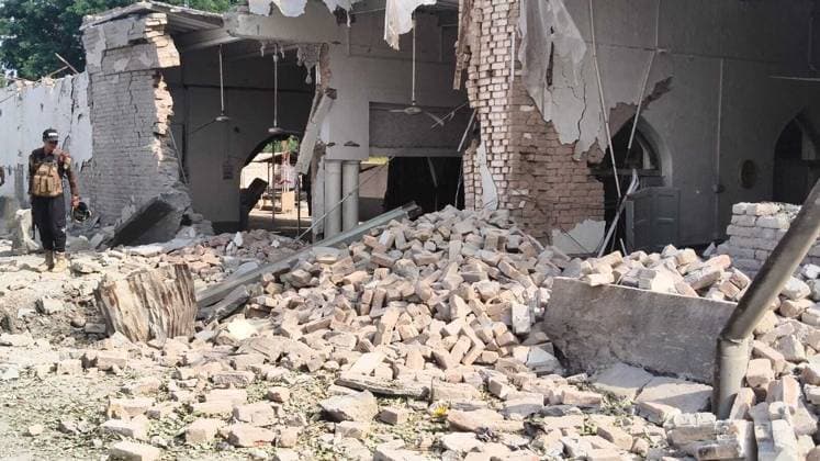 Aftermath of deadly police compound attack in Khyber Pakhtunkhwa KOHAT, PAKISTAN - SEPTEMBER 19: A view shows the aftermath of a deadly suicide bombing and armed assault as security forces and emergency personnel operate around the targeted police compound in Kohat district of Khyber Pakhtunkhwa province, Pakistan on September 19, 2026, after a 20-hour clearance operation concluded. The extensive confrontation and aftermath raised the total casualties to 24 people martyred—including 17 police officers and seven civilians—while eight terrorists were killed and 130 others, among them 71 policemen, sustained injuries during the prolonged assault and counter-terror sweep. Stringer Anadolu Kohat Pakistan. Editorial use only. Please get in touc  Copyright: x2026xAnadoluxStringerx