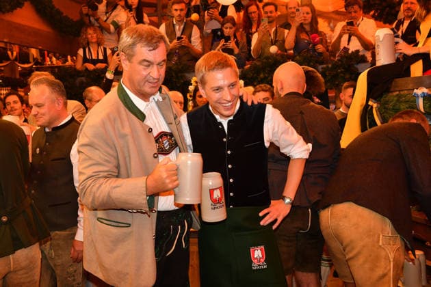 Markus Söder and Dominik Krause, Mayor of Munich, Beer, Wiesn, Opening, 2026, Theresienwiese, Schottenhammel, Festzelt, Oktoberfest, Munich, September 19, 2026