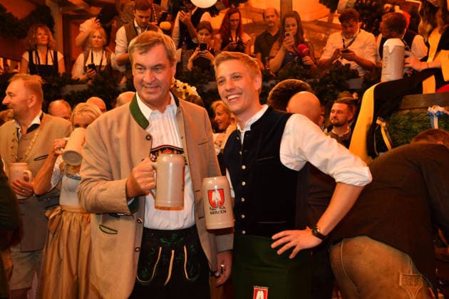 Markus Söder and Dominik Krause, Mayor of Munich, Beer, Wiesn, Opening, 2026, Theresienwiese, Schottenhammel, Festzelt, Oktoberfest, Munich, September 19, 2026