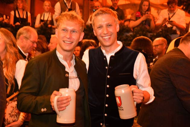 Dominik Krause, Mayor of Munich, with his partner Sebastian Müller; Beer; Oktoberfest 2026 Opening; Theresienwiese; Schottenhammel; Festzelt; Oktoberfest Munich; September 19, 2026