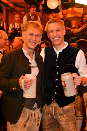 Dominik Krause, Mayor of Munich, with his partner Sebastian Müller; Beer; Oktoberfest 2026 Opening; Theresienwiese; Schottenhammel; Festzelt; Oktoberfest, Munich; September 19, 2026