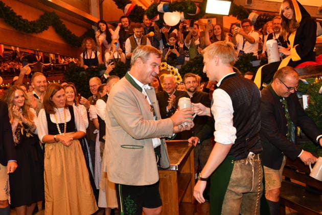 Markus Söder and Dominik Krause, Mayor of Munich, Beer, Wiesn, Opening, 2026, Theresienwiese, Schottenhammel, Festzelt, Oktoberfest, Munich, September 19, 2026