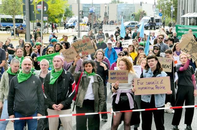 September 19, 2026, Berlin, Germany: Rally organized by the Alliance for Sexual Self-Determination in support of legal abortions at Berlin Central Station