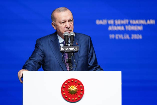 Turkish President Recep Tayyip Erdogan ANKARA, TURKIYE - SEPTEMBER 19: Turkish President Recep Tayyip Erdogan delivers a speech during the Appointment Ceremony for Martyrs Relatives and Veterans in Ankara, Turkiye, on September 19, 2026. Cemal Yurttas Anadolu Istanbul Turkey. Editorial use only. Please get in touch for any other usage.  Copyright: x2026xAnadoluxCemalxYurttasx