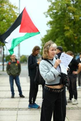 September 19, 2026, Leipzig, Germany: LEIPZIG, GERMANY, SEPTEMBER 19, 2026: Demonstrators march through central Leipzig during a protest against plans by U.S. defense company Covenant to establish a missile production facility in the north of the city. The demonstration, organized by the Ã¢â‚¬oeKeine Raketenfabrik in LeipzigÃ¢â‚¬Â alliance, began at Augustusplatz and called for the planned defense production to be stopped. Covenant plans to begin producing its Anthem long-range cruise missiles in Leipzig in 2027. Leipzig Germany  - ZUMAq101 20260919_zna_q101_062 Copyright: xDavidxVexelmanx