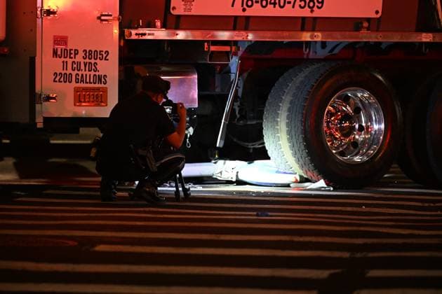September 19, 2026, Manhattan, New York, USA: NYPD officers work the scene where a 15-year-old girl was killed and a 13-year-old girl was injured after they were struck by a truck in the area of East 14th Street and 1st Avenue in Manhattan, New York, United States on Friday, September 18, 2026. Manhattan USA - ZUMAs197 20260919_aaa_s197_025 Copyright: xKylexMazzax