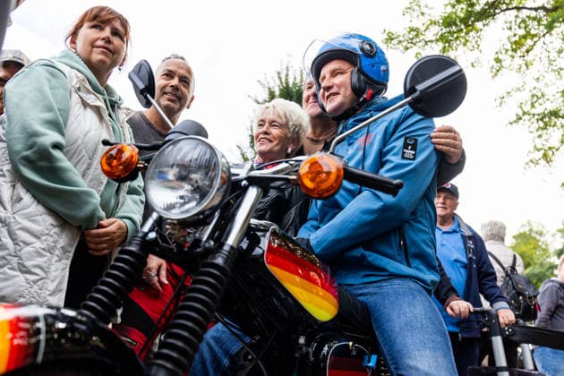 September 19, 2026, GER, Current Political News, AfD Party Festival: Bjoern Hoecke (pictured) organized a Simson motorcycle ride in collaboration with the AfD party as one of the event’s activities. 99848 Wutha Farnroda, Schlosspark, Thuringia, Germany