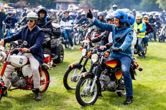 September 19, 2026, GER, Current Political News, AfD Party Festival: Bjoern Hoecke (pictured) organized a Simson motorcycle ride in collaboration with the AfD party as one of the event’s activities. 99848 Wutha Farnroda, Schlosspark, Thuringia, Germany