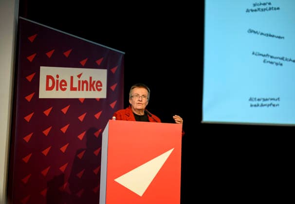 Kathrin Vogler, Spokesperson and State Chair, during the general debate on September 19, 2026, at the Die Linke NRW State Party Convention, held on September 19, 2026, in Mülheim an der Ruhr, Germany, at the Stadthalle