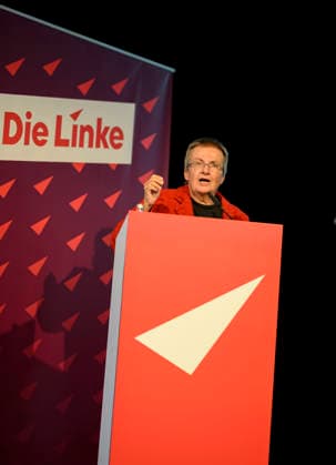 Kathrin Vogler, Spokesperson and State Chair, during the general debate on September 19, 2026, at the Die Linke NRW State Party Convention, held on September 19, 2026, in Mülheim an der Ruhr, Germany, at the Stadthalle