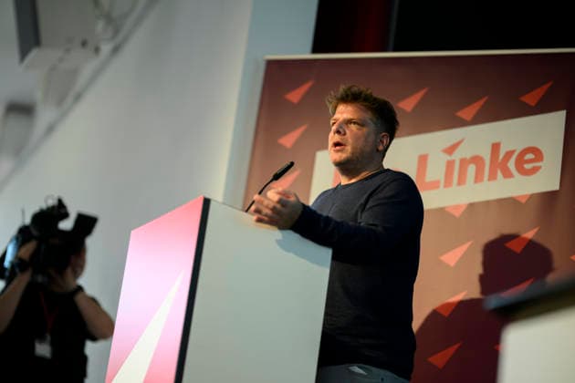 Sebastian Merkens, State Executive Director and lead candidate for the 2027 North Rhine-Westphalia state election, during the general debate, on September 19, 2026, at the Die Linke NRW State Party Convention, held from September 19 to September 20, 2026, at the Stadthalle in Mülheim an der Ruhr, Germany