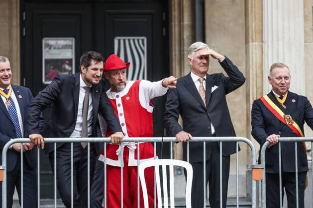 Walloon Minister President Adrien Dolimont; King Philippe - Filip of Belgium and Namur province governor Denis Mathen pictured during the FÃªtes de Wallonie (Wallonia feasts) celebrations, on Saturday 19 September 2026 in Namur.  BRUNOxFAHY 186990468