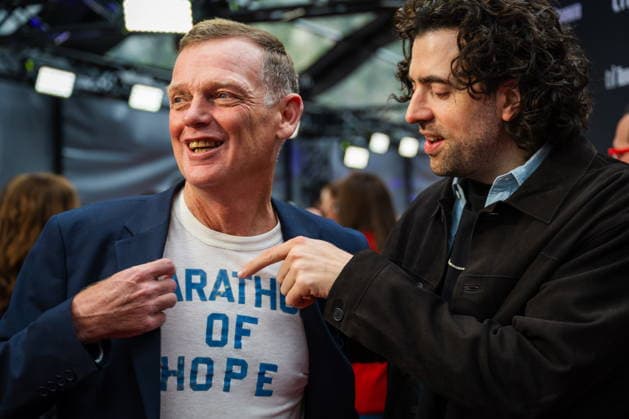 September 19, 2026, Toronto, On, Canada: Darrell Fox, brother of Terry Fox, left, and director Sean Menard are pictured on the red carpet for Run Terry Run at the Toronto International Film Festival in Toronto, on Saturday, Sept. 19, 2026. Toronto Canada  - ZUMAc35_ 20260919_zaf_c35_117 Copyright: xLauraxProctorx