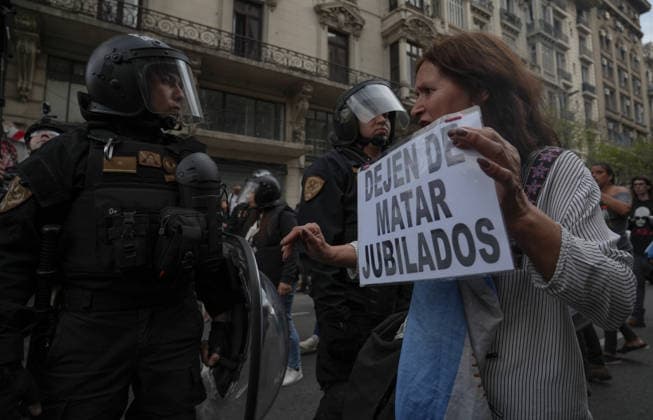 Thousands of demonstrators march in Buenos Aires to protest public policies BUENOS AIRES, ARGENTINA - SEPTEMBER 19: Thousands of demonstrators march through the main avenues during the March of Anger (Marcha de la Bronca) to protest against the public policies of President Javier Milei, in Buenos Aires, Argentina on September 19, 2026. The massive mobilization took over the streets of the national capital as citizens expressed their deep discontent with the current administration s economic and social measures. Luciano Gonzalez Anadolu Buenos Aires Argentina. Editorial use only. Please get in touch for any other usage.  Copyright: x2026xAnadoluxLucianoxGonzalezx