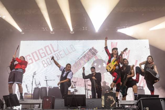 September 19, 2026, Chicago, Illinois, USA: LEO MINTEK, PEDRO ERAZO, SERGEY RYABTSEV, KOREY KINGSTON, EUGENE HUTZ, GIL ALEXANDRE and ERICA MANCINI of Gogol Bordello during Riot Fest Music Festival in Chicago, Illinois Chicago USA  - ZUMAs135 20260919_zap_s135_004 Copyright: xDanielxDeSloverx