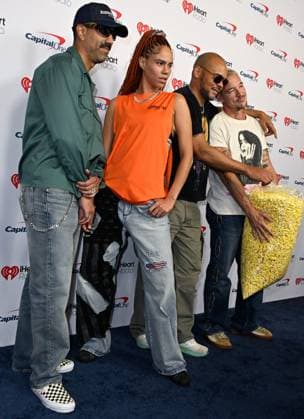 iHeartRadio Music Festival, night 2 Arrivals for the iHeartRadio Music Festival, night 2 at T-Mobile arena. 19 Sep 2026 Pictured: (L-R) Ape Drums, America Foster, Walshy Fire and Diplo of Major Lazer.  Copyright: xThexMegaxAgencyxMBS MEGAx