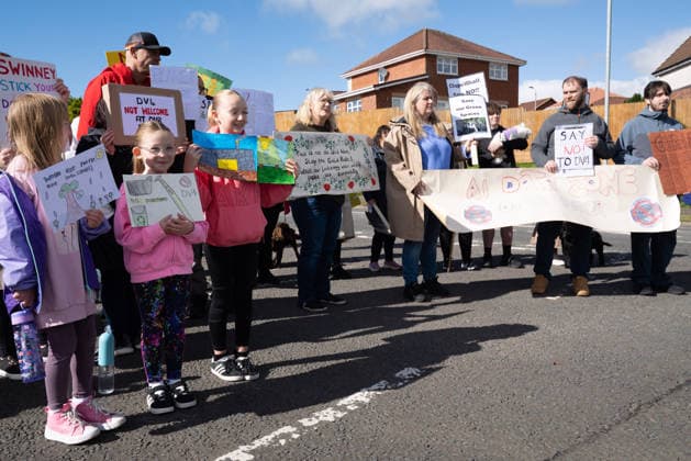 September 20, 2026, Chapelhall, Scotland, UK: Residents and their supporters opposed to plans for a hyperscale data centre in Chapelhall, North Lanarkshire, held a protest at the site of the proposed 24 acre development. They cite concerns that the 100MW development, which could eventually form part of a larger 500MW AI Growth Zone in the area, will have negative impacts on local traffic, noise levels, energy infrastructure and wildlife habitat. Chapelhall UK  - ZUMAs357 20260920_zip_s357_005 Copyright: xCameronxScottx