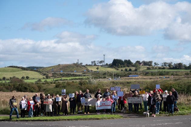 September 20, 2026, Chapelhall, Scotland, UK: Residents and their supporters opposed to plans for a hyperscale data centre in Chapelhall, North Lanarkshire, held a protest at the site of the proposed 24 acre development. They cite concerns that the 100MW development, which could eventually form part of a larger 500MW AI Growth Zone in the area, will have negative impacts on local traffic, noise levels, energy infrastructure and wildlife habitat. Chapelhall UK - ZUMAs357 20260920_zip_s357_019 Copyright: xCameronxScottx