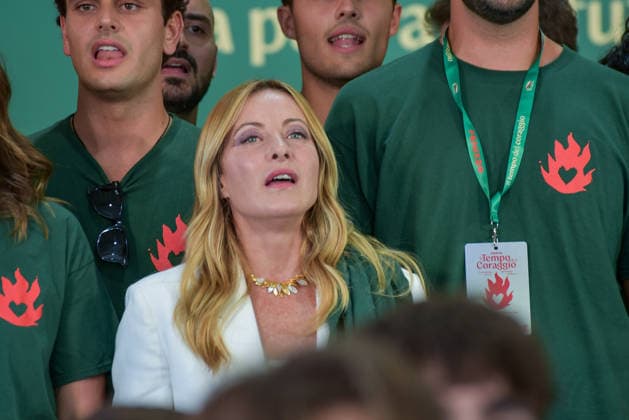 September 20, 2026, Rome, Rome, Italy: Prime Minister of Italy and Fratelli d Italia politician Giorgia Meloni (C) with members and representatives of GioventÃ¹ Nazionale at the Fenix event in Rome on September 20, 2026. Rome Italy - ZUMAn299 20260920_zip_n299_047 Copyright: xVincenzoxNuzzolesex