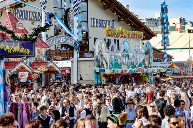 Tens of thousands of visitors celebrate Oktoberfest on the first day of the Wiesn in 2026 in Munich. Scenes from the 2026 Wiesn: Paulaner Garden and Festzelt, Munich, Theresienwiese, Bavaria, Germany