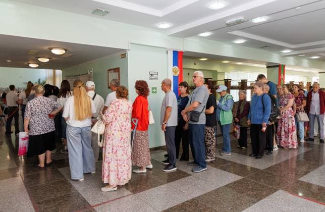 Moldova Transnistria Russia Parliamentary Election 9247459 20.09.2026 Russian citizens queue to cast their ballots at a polling station located at the Palace of the Republic during elections for Russia™s ninth State Duma, the lower house of parliament, in Tiraspol, Transnistrian region, also known as the unrecognized Pridnestrovian Moldavian Republic (PMR), Moldova. Artem Kulekin Sputnik Tiraspol Transnistrian region  Copyright: xArtemxKulekinx