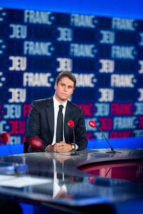 Gabriel Attal on Franc-Jeu - Paris Gabriel Attal during an interview for Franc Jeu on France 2 channel in Paris, France on September 20, 2026. Photo by Eliot Blondet ABACAPRESS.COM Paris France France  Copyright: xBlondetxEliot ABACAx