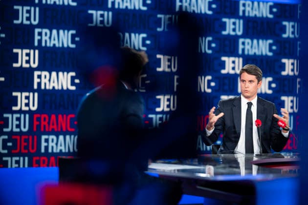 Gabriel Attal on Franc-Jeu - Paris Gabriel Attal during an interview for Franc Jeu on France 2 channel in Paris, France on September 20, 2026. Photo by Eliot Blondet ABACAPRESS.COM Paris France France  Copyright: xBlondetxEliot ABACAx