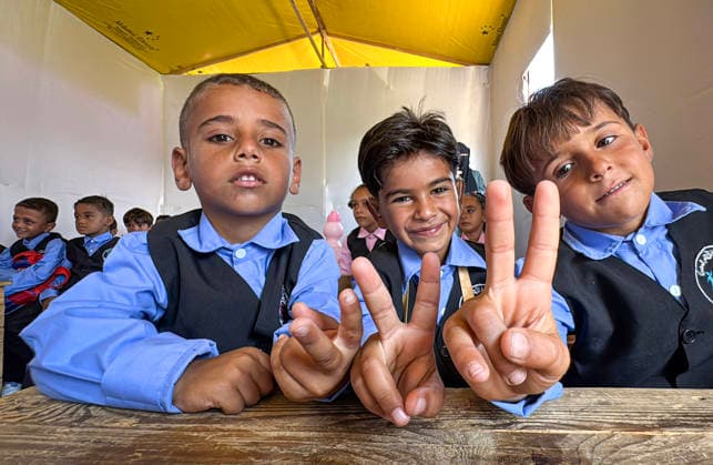 Palestinian Students Attend Opening of Orphans School in Deir el-Balah Palestinian students attend the opening of a school for orphans under the patronage of the Egyptian Committee for the Relief of the People of Gaza in Deir el-Balah, central Gaza Strip, on September 20, 2026, as the new academic year begins. According to the committee, the school is part of efforts to provide education for children who lost one or both parents during the war, amid widespread damage to schools and shortages of educational facilities and equipment across the Gaza Strip. Photo by Ahmed Ibrahim apaimages Deir al-Balah Gaza Palestinian Territory 200926_Deir_al-Balah_AI_00(12) Copyright: xapaimagesxAhmedxIbrahimx xapaimagesx