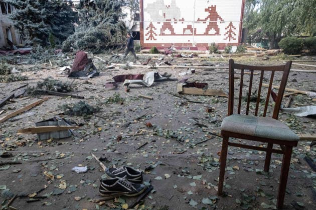September 20, 2026, Kramatorsk, Donetsk, Ukraine: Image of a school destroyed by a Russian airstrike that was serving as an evacuation center in Kramatorsk. Kramatorsk Ukraine - ZUMAb286 20260920_zip_b286_025 Copyright: xFranciscoxRichartx