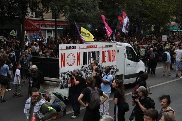 Protest against proposed police law in Paris PARIS, FRANCE - SEPTEMBER 20: Thousands protest against proposed police law that will legitimate use of violence for police and gendarmes in Paris, France on September 20, 2026. Mohamad Salaheldin Abdelghani Alsayed Anadolu Paris France. Editorial use only. Please get in touch for any other usage.  Copyright: x2026xAnadoluxMohamadxSalaheldinxAbdelghanixAlsayedx