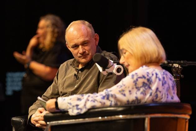 September 20, 2026, Brighton, United Kingdom: Sir ED DAVEY, Liberal Democrat leader, holds a Q&A session moderated by Journalist, Carolyn Quinn (R), on day two of the party s autumn conference at the Brighton Centre.Day two of the Liberal Democrat Autumn Conference at the Brighton Centre. The event runs from 19 Sept to 22 Sept 2026, bringing together party members, MPs, and delegates to debate policy, vote on key motions, and deliver keynote addresses Brighton United Kingdom - ZUMAs197 20260920_aaa_s197_144 Copyright: xPhilxLewisx