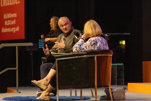 September 20, 2026, Brighton, United Kingdom: Sir ED DAVEY, Liberal Democrat leader, holds a Q&A session moderated by Journalist, Carolyn Quinn (R), on day two of the party s autumn conference at the Brighton Centre.Day two of the Liberal Democrat Autumn Conference at the Brighton Centre. The event runs from 19 Sept to 22 Sept 2026, bringing together party members, MPs, and delegates to debate policy, vote on key motions, and deliver keynote addresses Brighton United Kingdom  - ZUMAs197 20260920_aaa_s197_161 Copyright: xPhilxLewisx