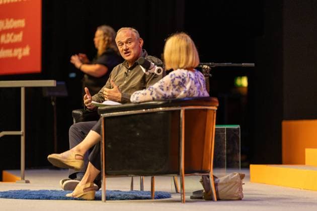 September 20, 2026, Brighton, United Kingdom: Sir ED DAVEY, Liberal Democrat leader, holds a Q&A session moderated by Journalist, Carolyn Quinn (R), on day two of the party s autumn conference at the Brighton Centre.Day two of the Liberal Democrat Autumn Conference at the Brighton Centre. The event runs from 19 Sept to 22 Sept 2026, bringing together party members, MPs, and delegates to debate policy, vote on key motions, and deliver keynote addresses Brighton United Kingdom - ZUMAs197 20260920_aaa_s197_155 Copyright: xPhilxLewisx