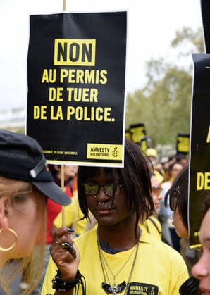 Demonstration Against Police Violences and Impunity - Paris March against the bill dubbed the permis de tuer (license to kill), which would grant police and gendarmes a presumption of legitimate self-defence when using firearms, called by a coalition including Amnesty International France, the Ligue des droits de l Homme (Human Rights League) and the SAVE collective, in Paris, on September 20, 2026. Photo by Alain Apaydin ABACAPRESS.COM Paris France  Copyright: xApaydinxAlain ABACAx